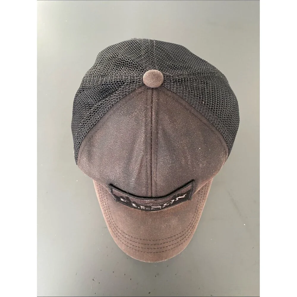 VTG Filson Rustic Brown Canvas & Black  Patch Trucker Cap OS Gorpcore Outdoor